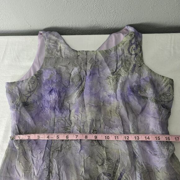 K Woman Crinkle Sleeveless Purple Knee Length Dress 14P L Fairy Romantic Whimsy - Picture 4 of 9